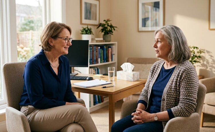 A patient and oncologist discuss Rasonque cost and treatment support options in a supportive consultation